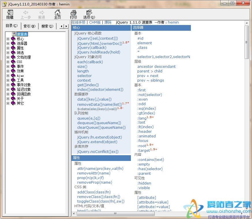 jQuery 中文手册 1.11.1 官方最新版