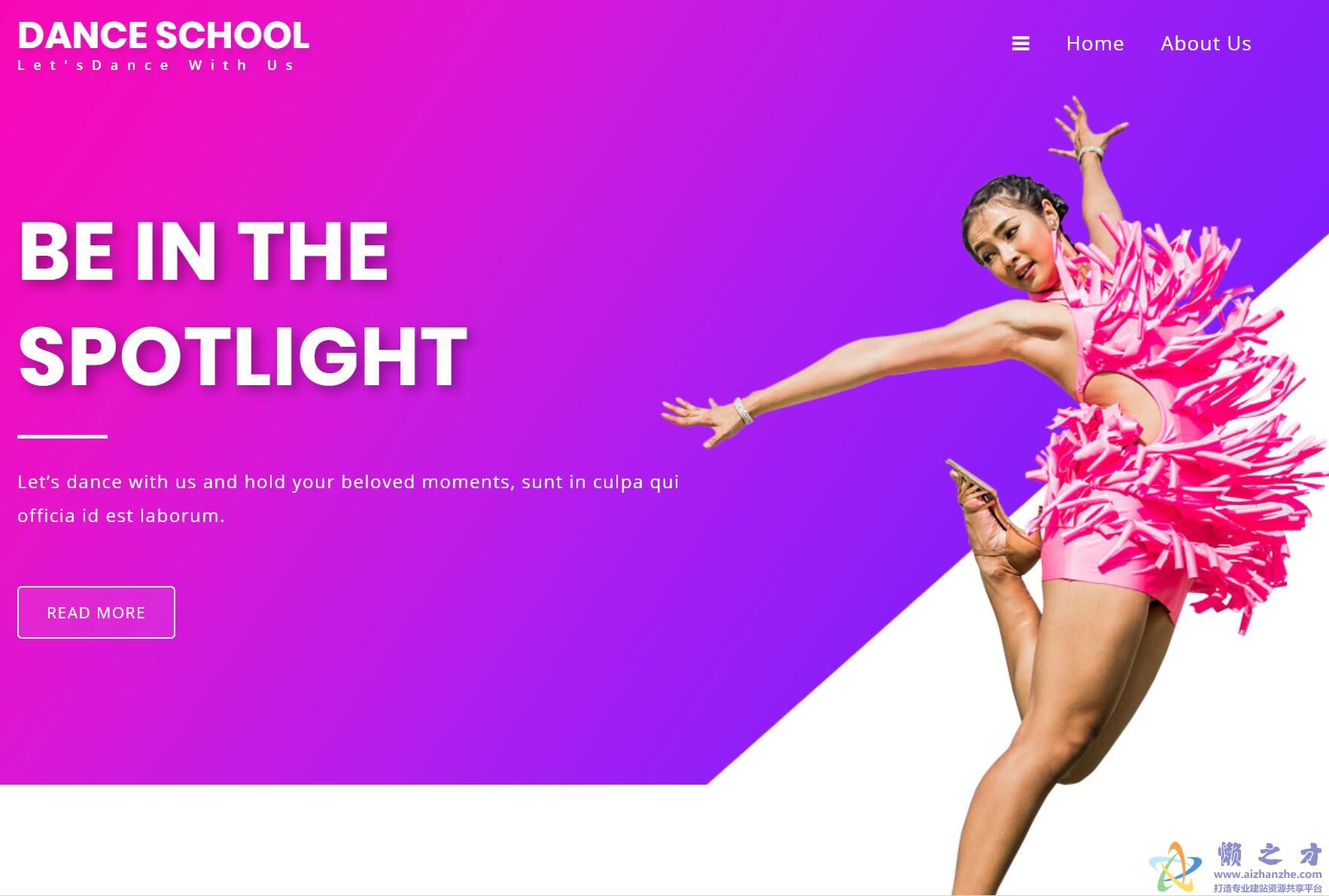 Dance紫色时尚舞蹈学院报名web网站模板