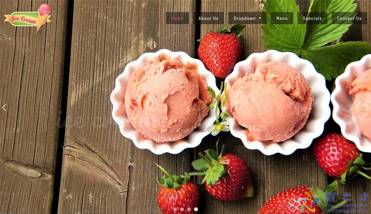 Ice cream多种类冰激凌大图展示响应式web网站模板