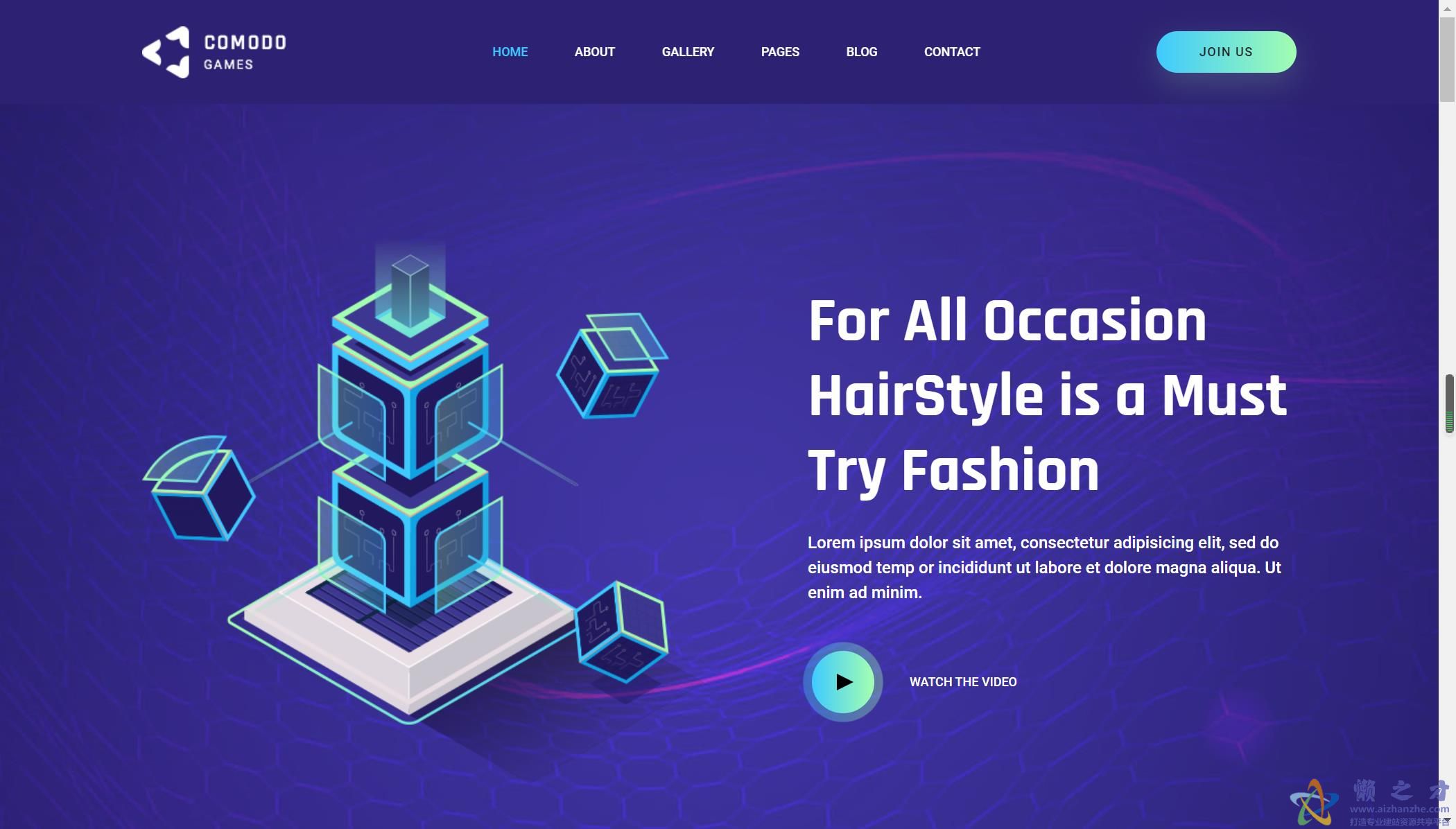 3D游戏制作展示响应式网站模板