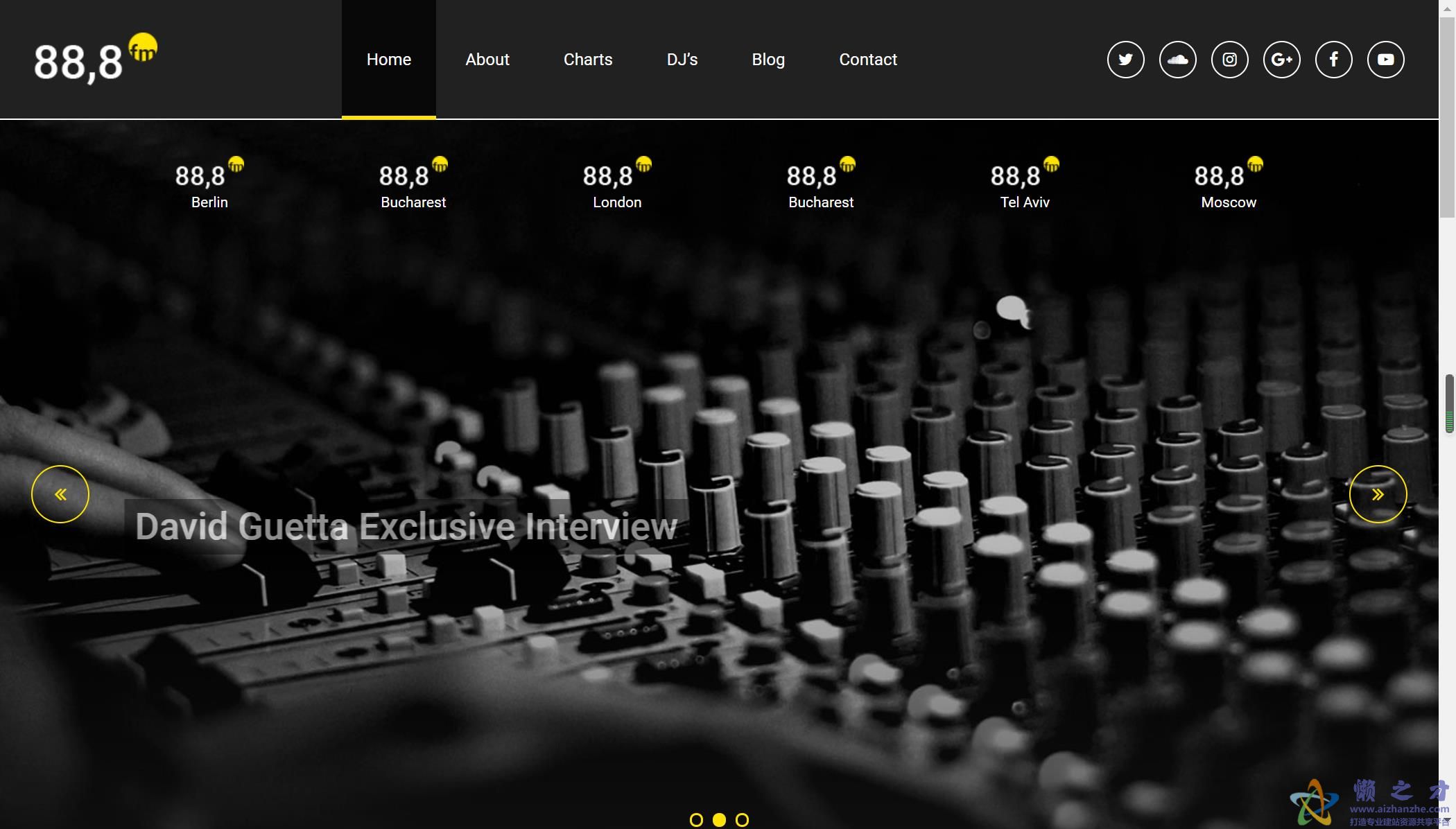 黑色音频制作工作室响应式网站模板