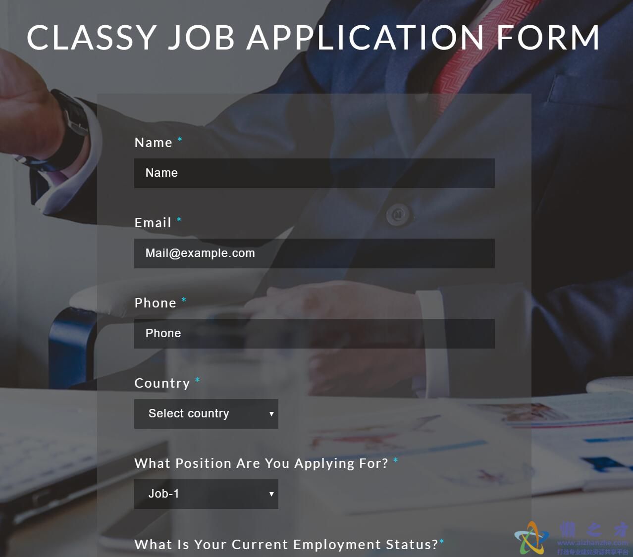 Classy高端工作岗位申请表web网站模板