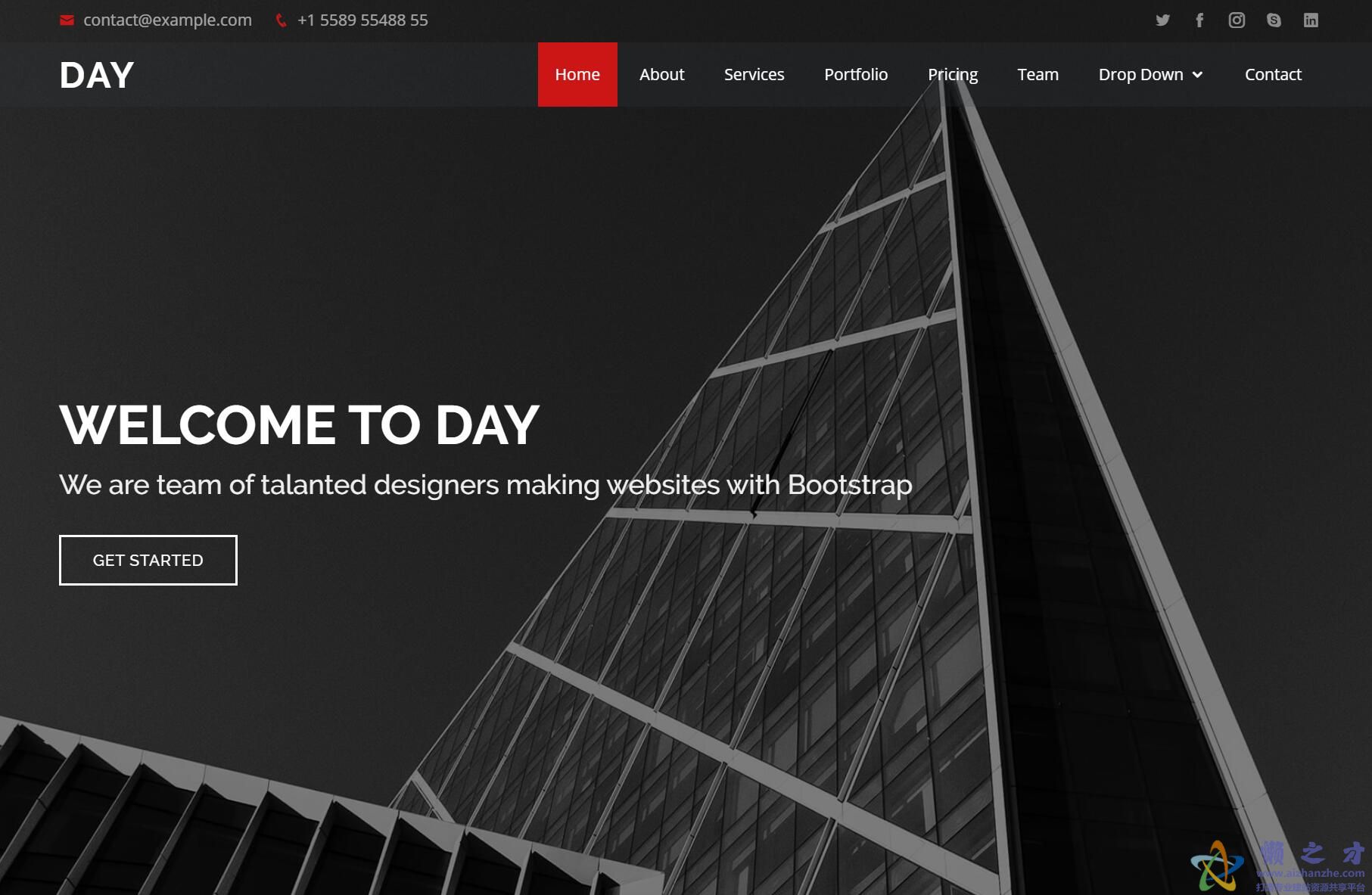 Day黑色广告传媒公司首页网站模板