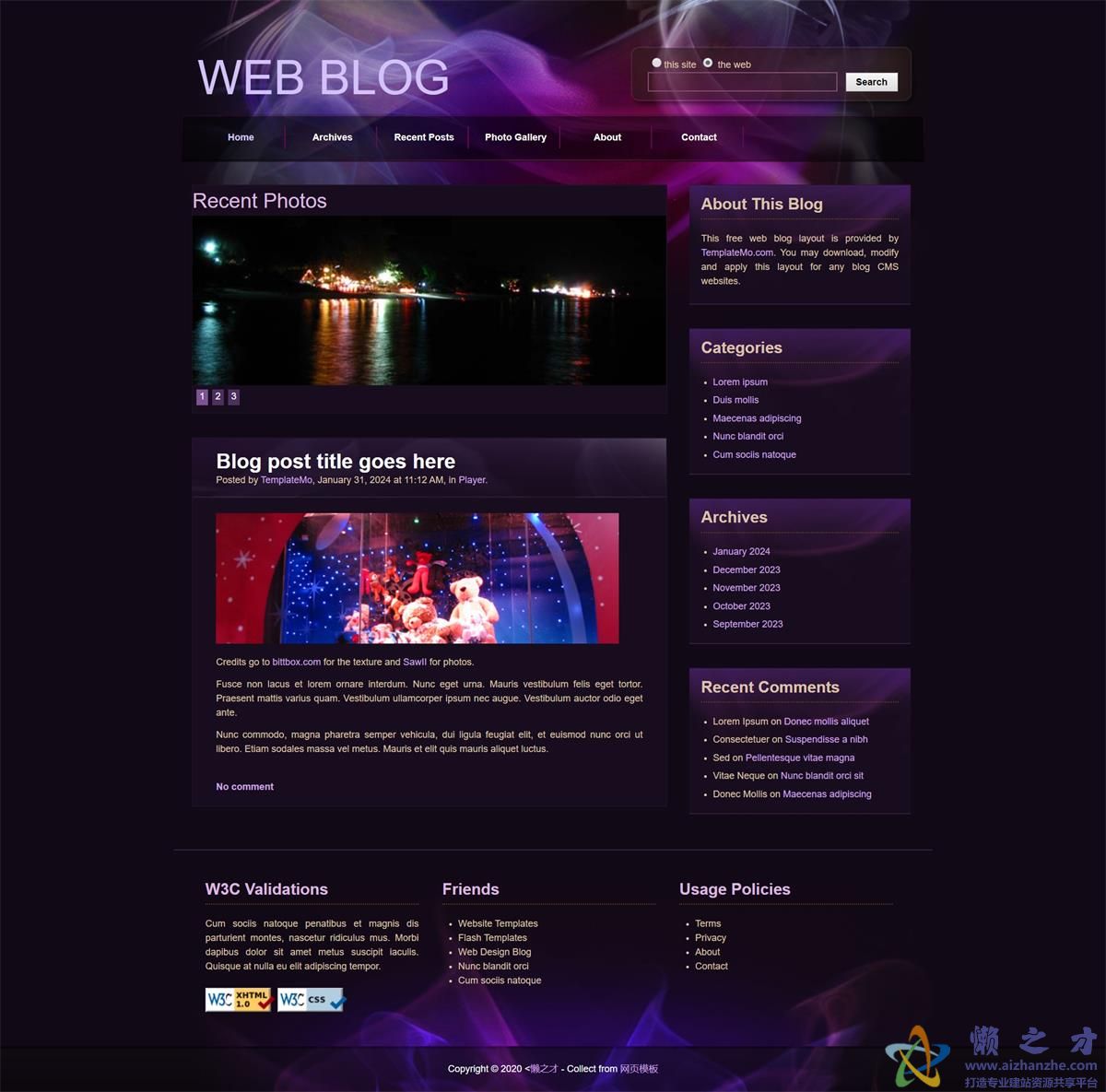 web blog酷炫大气精致博客主题网站模板