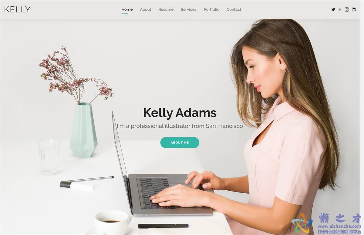 Kelly Adams洁白高端宽屏个人画家主题专业模板