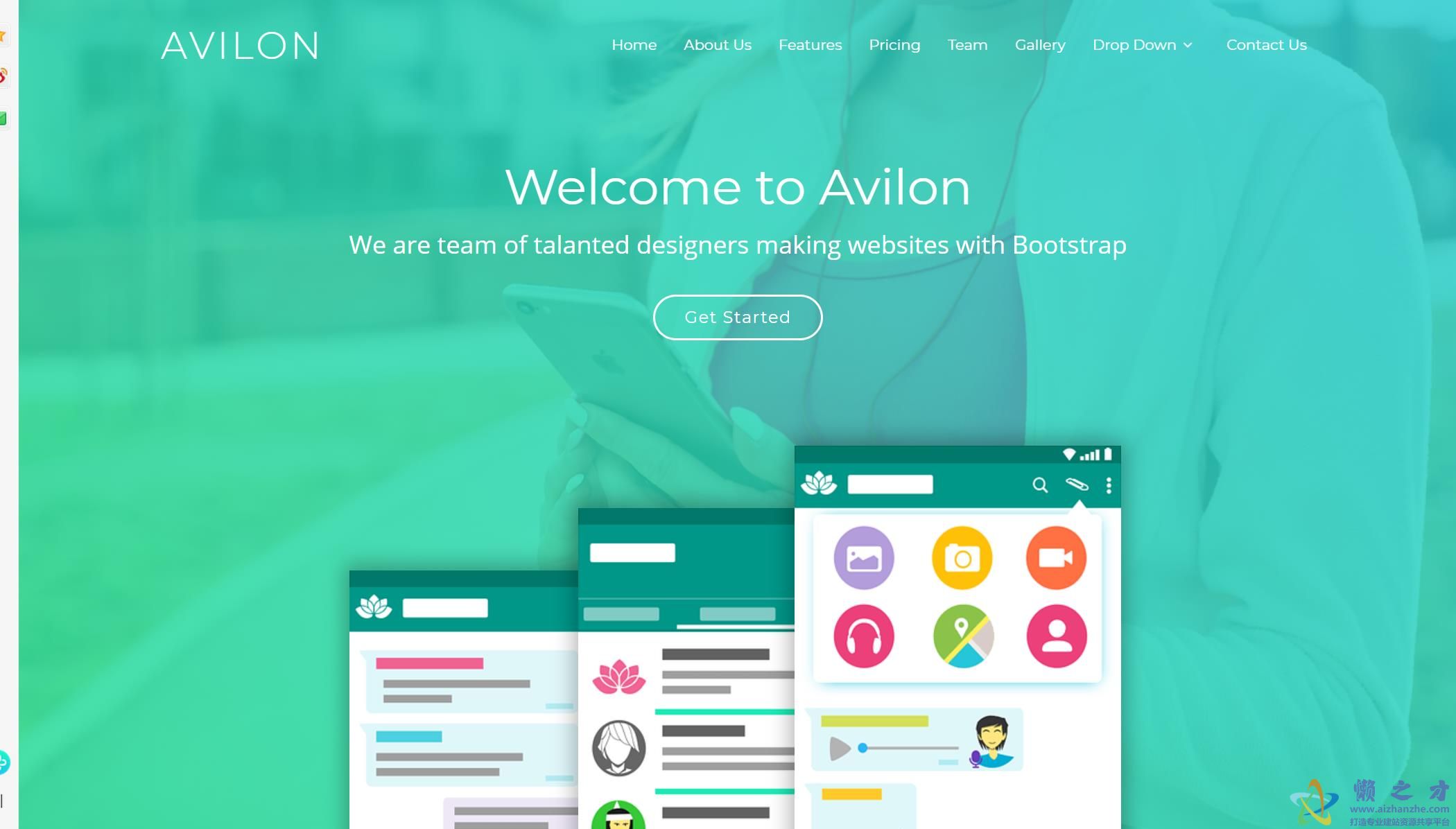 Avilon绿色响应式图片布局web网站模板