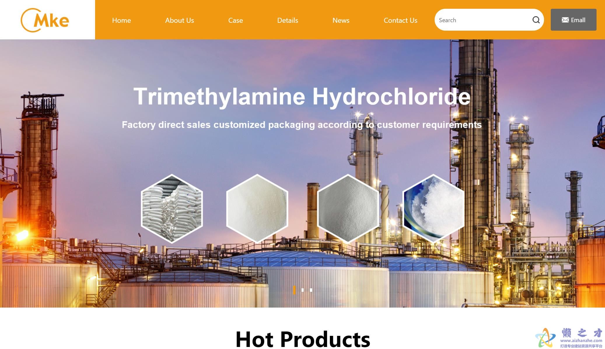 橘色英文外贸网站html模板