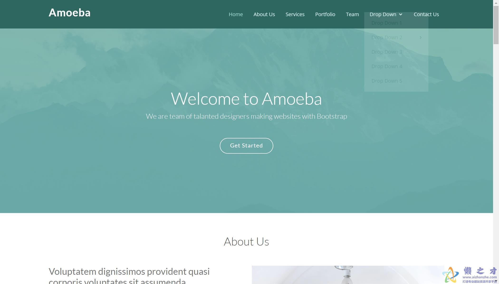 Amoeba变形虫引导式Bootstrap网站模板