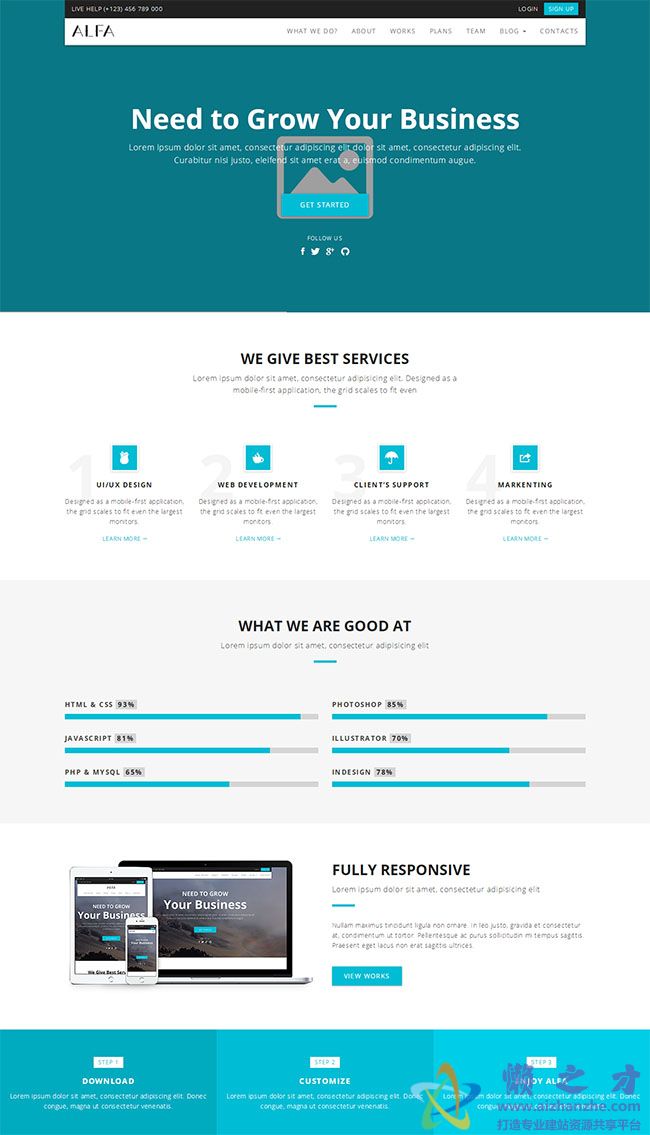 蓝色WEB开发公司网站模板