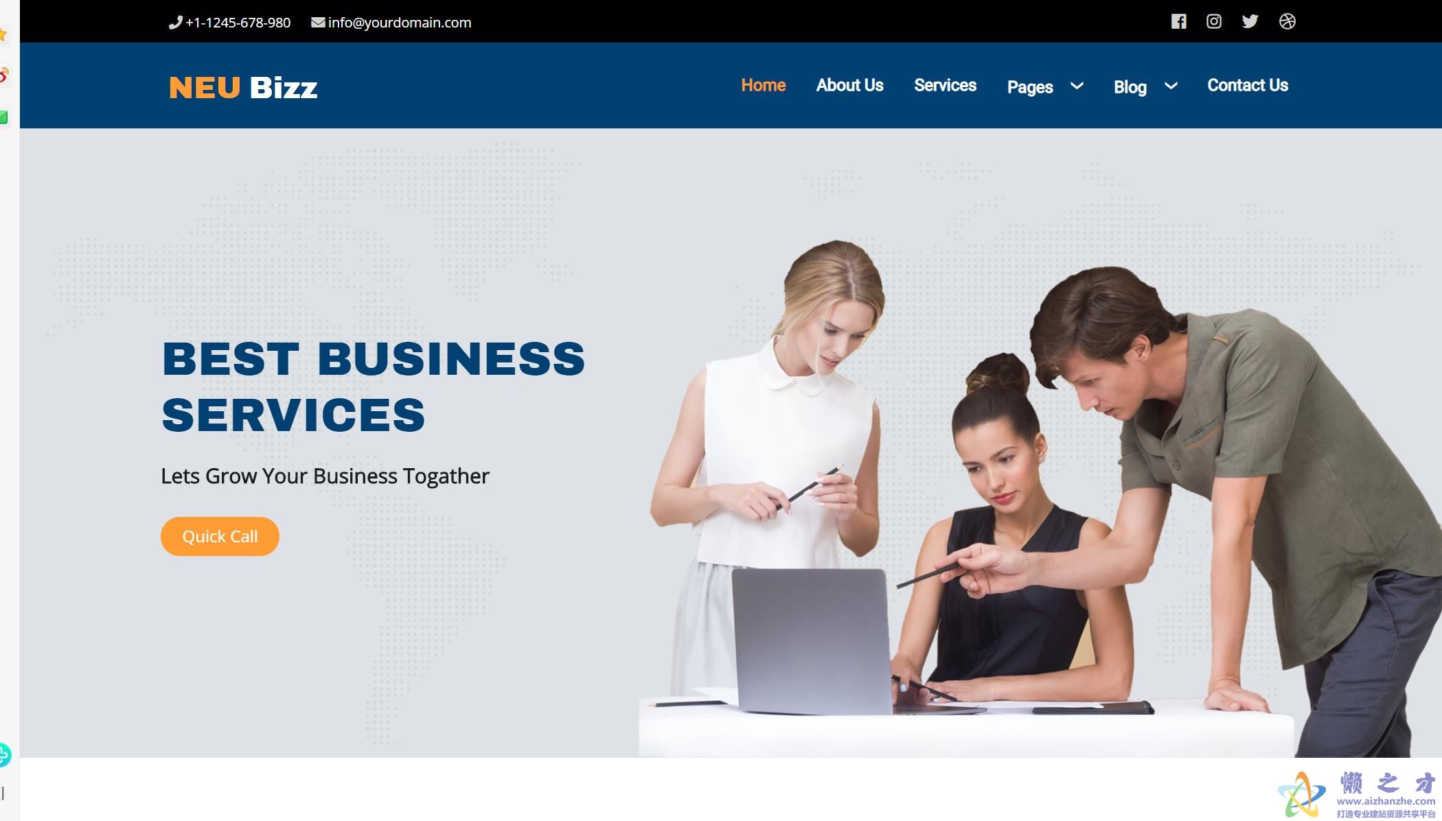 大气洁白商业金融咨询公司Bootstarp网站模板