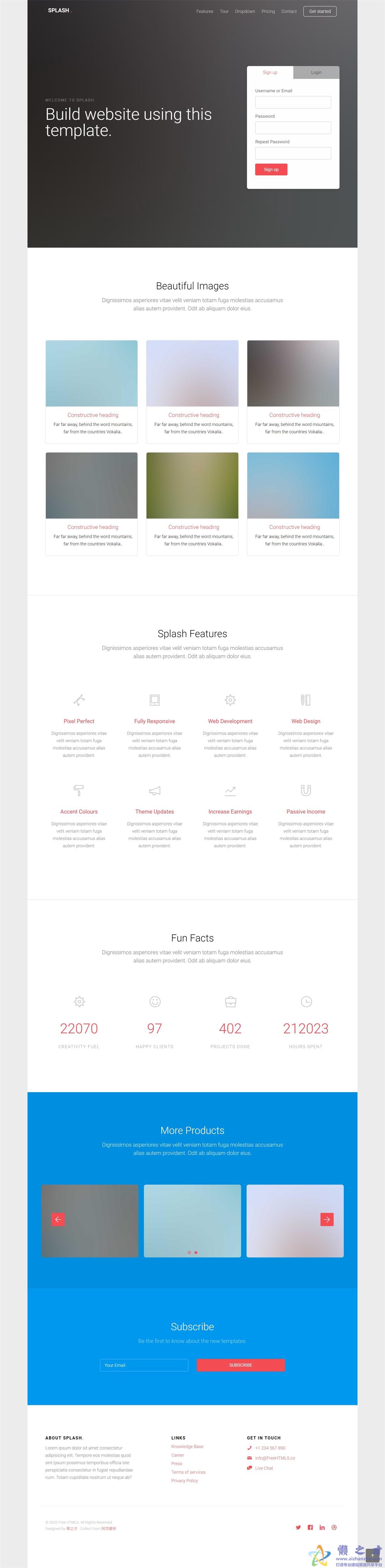 多用途splash内置最新技术时髦网站模板