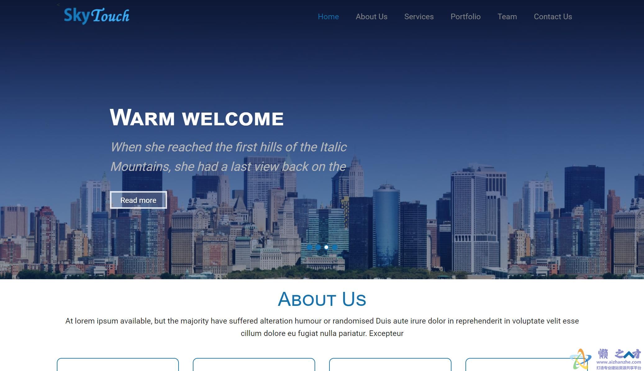 蓝色现代主题单页响应式网站模板