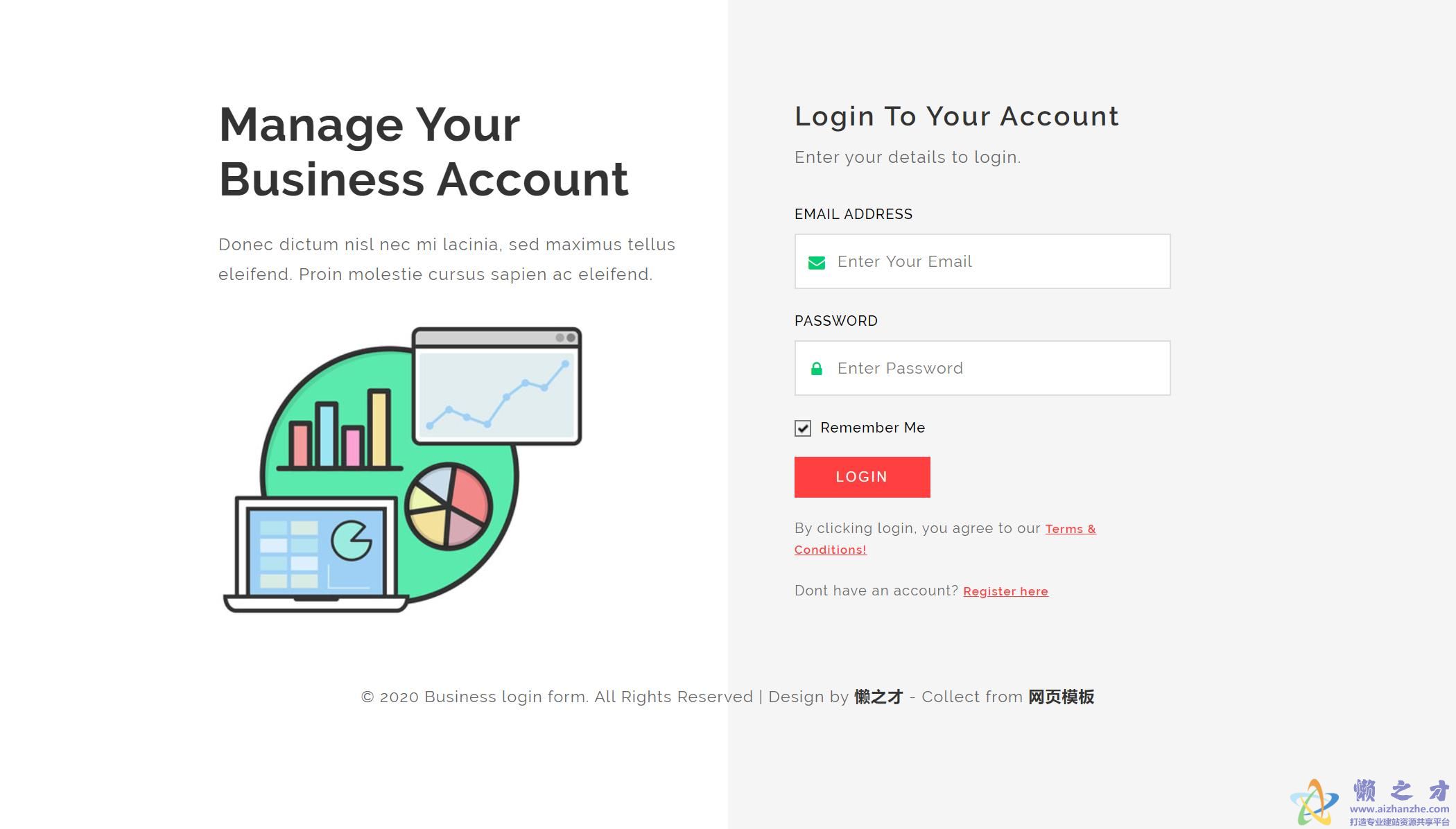 精美绿色后台登陆统计UI网站模板