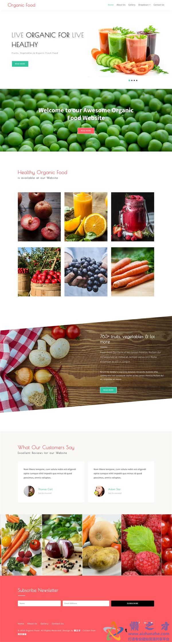 大气新鲜有机水果素菜订购web网站模板