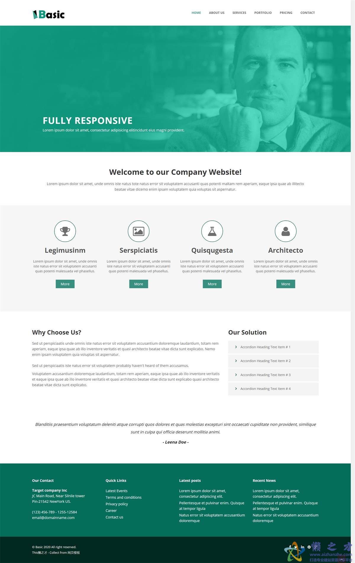 绿色多用途最新bootstrap框架网站模板