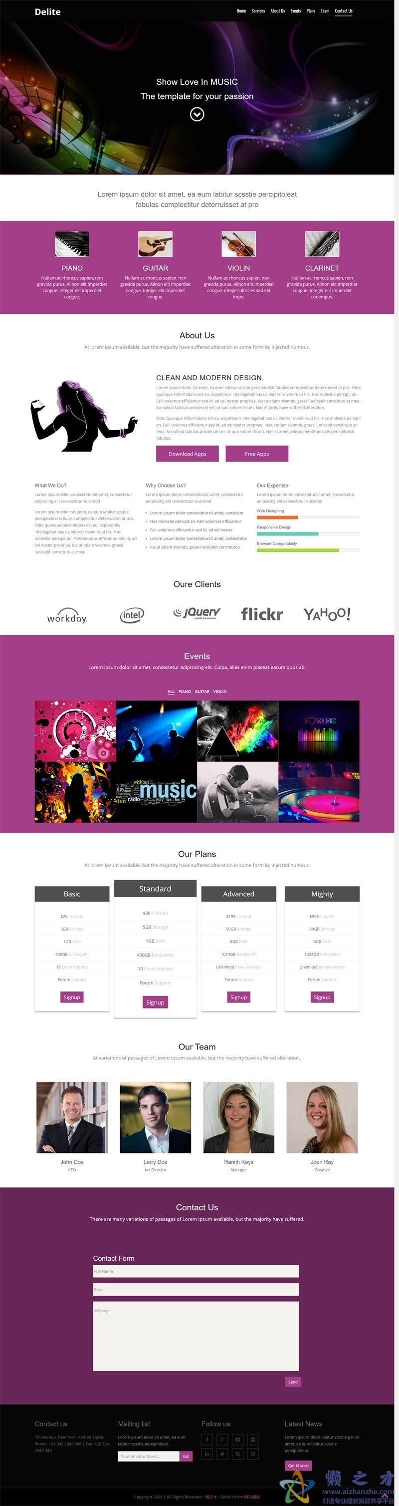 专业酷炫黑色完全响应式单页网站模板