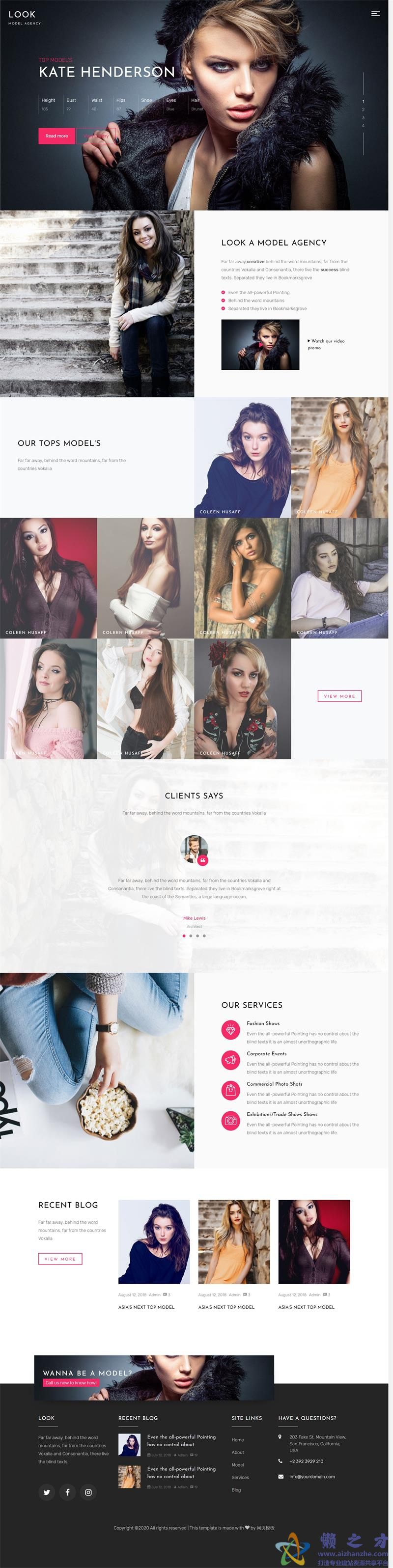 模特走秀展示服务响应式网站模板