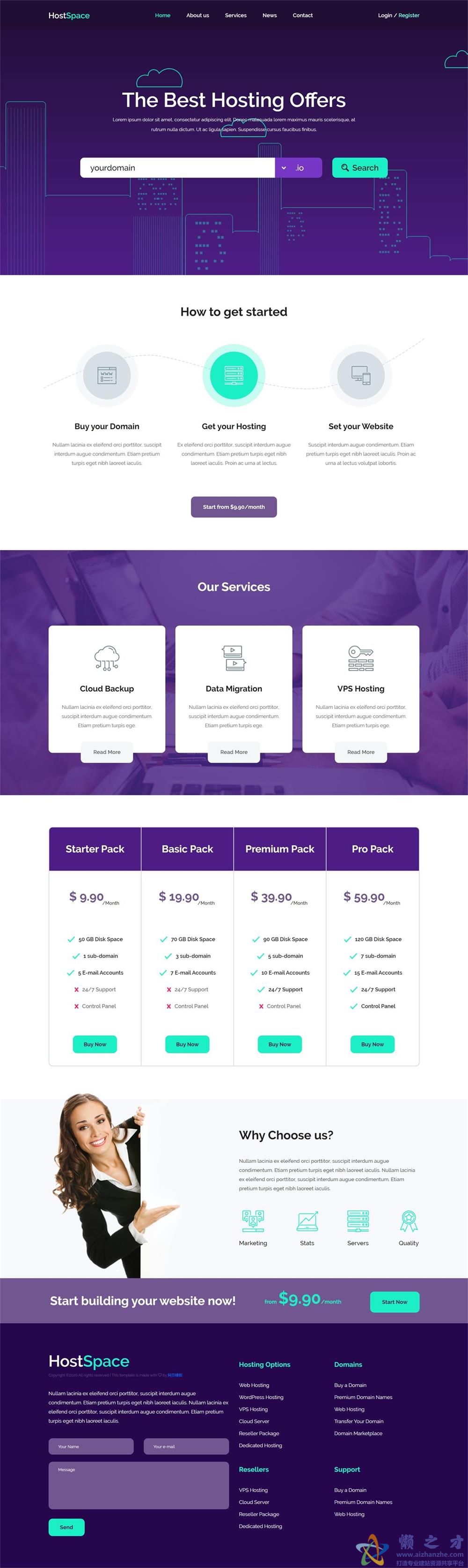 云主机项目展示响应式网站模板