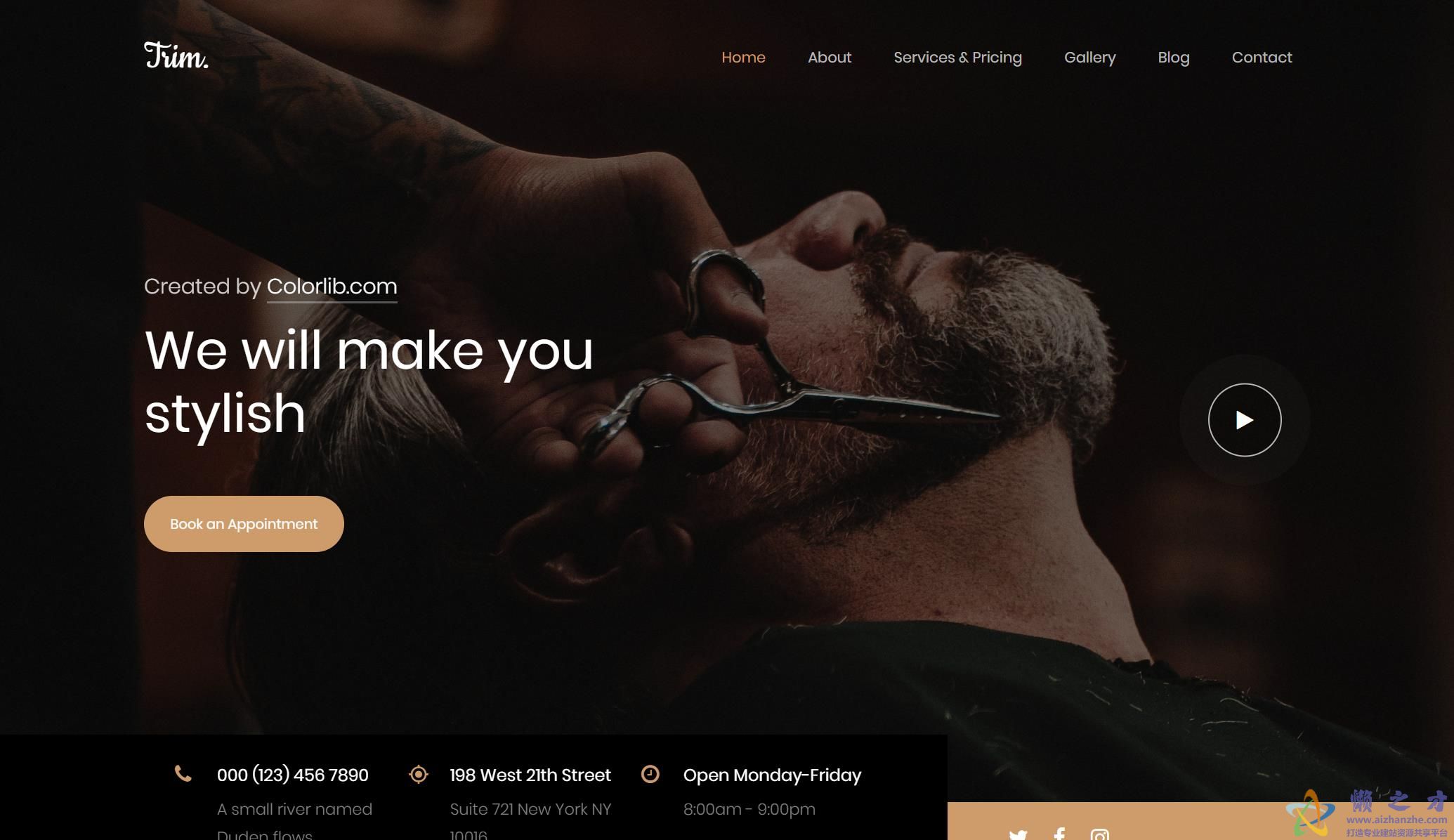 发型修剪设计响应式网站模板