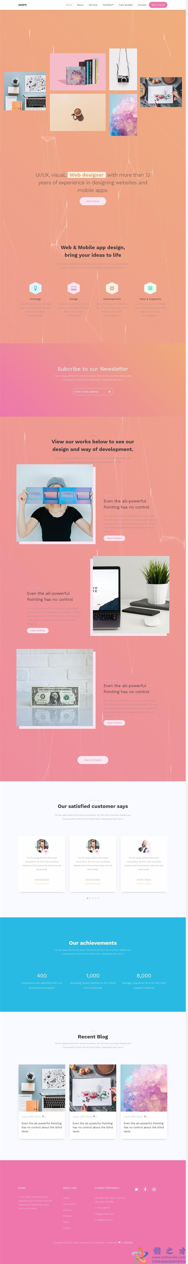 粉红色创意设计展示响应式网站模板