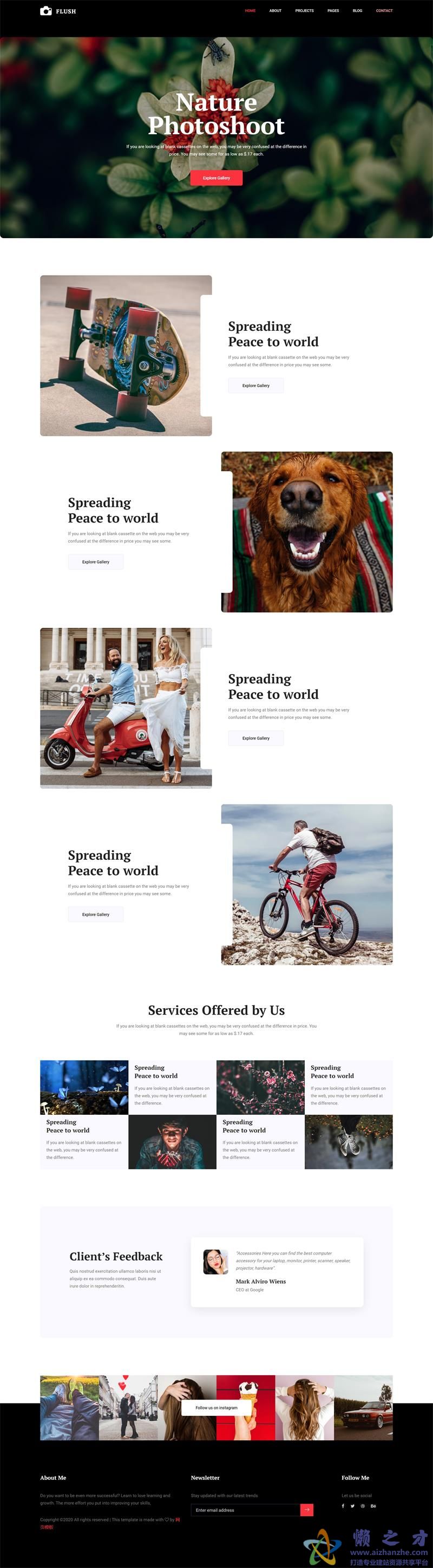 风光摄影展示动态响应式网站模板