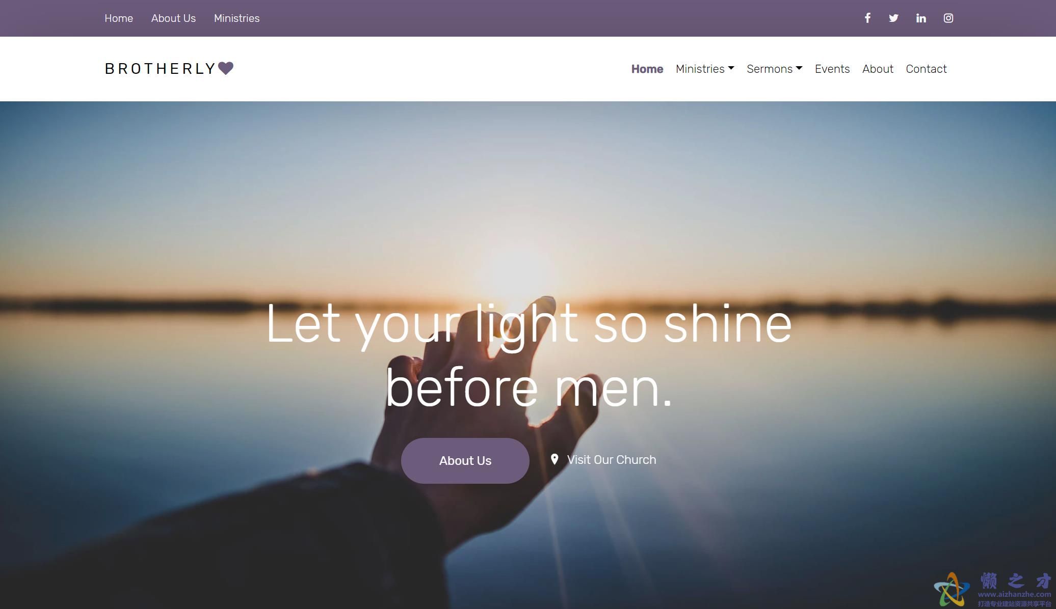 上帝的爱教堂布道响应式网站模板