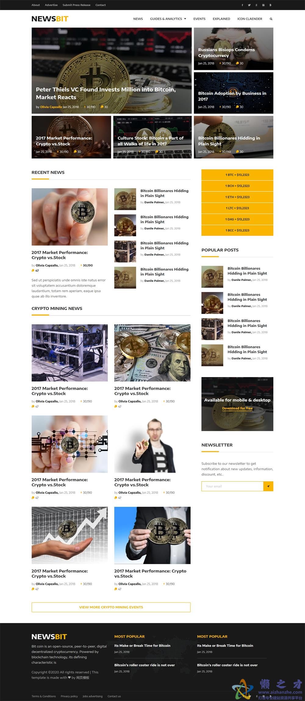 加密货币新闻动态响应式网站模板