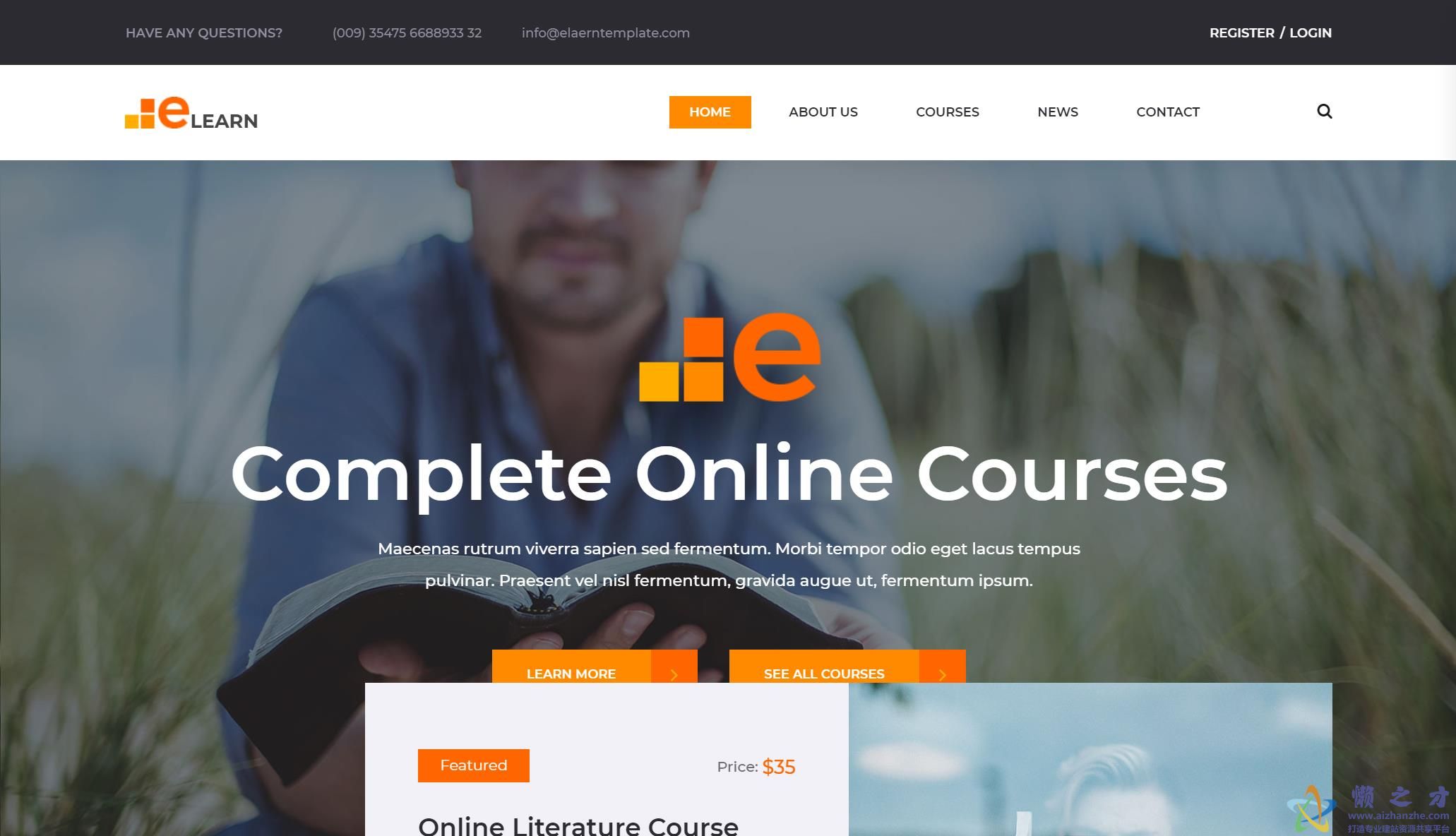 在线学习阅读响应式网站模板