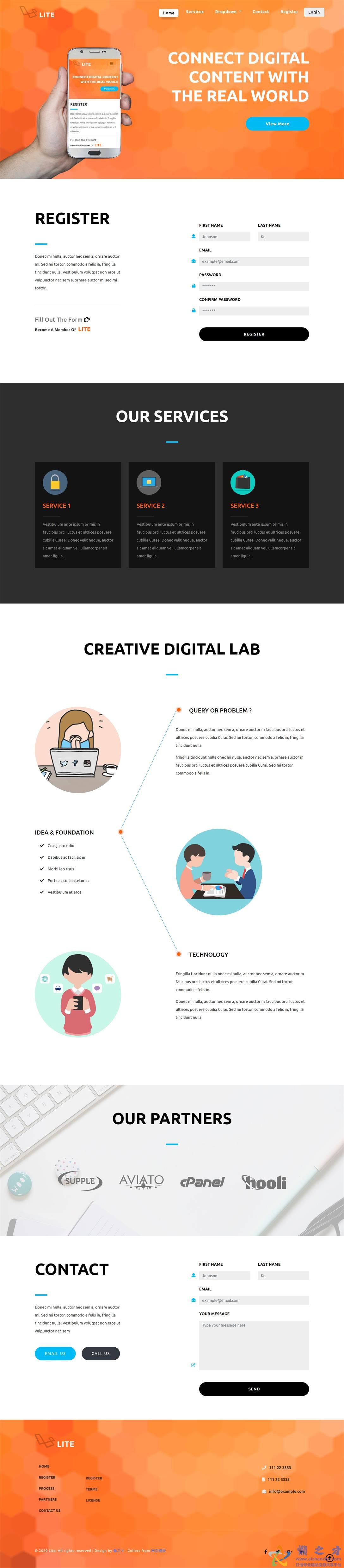 黄色UI大气响应移动手机app单页网站模板