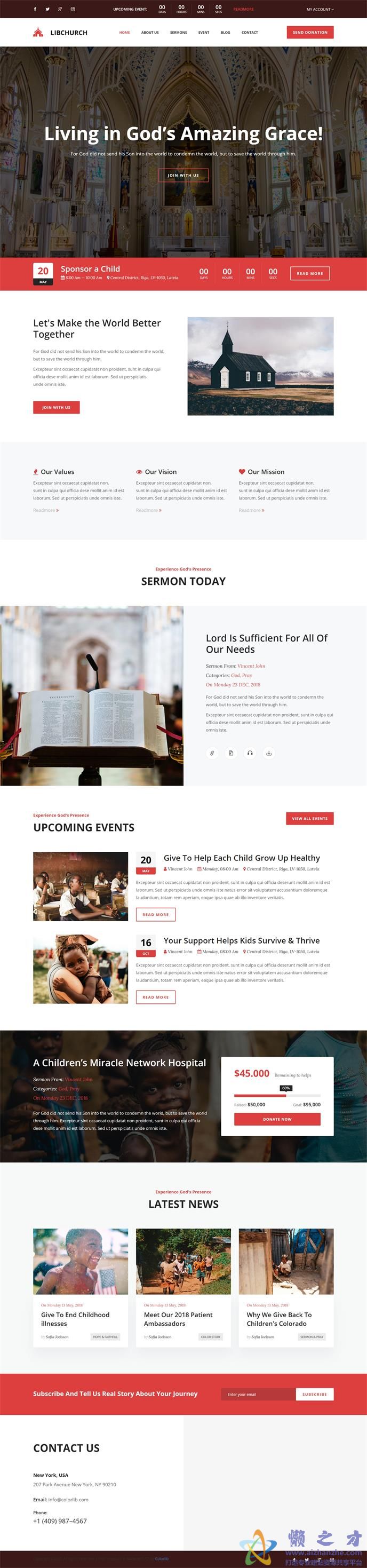 自由教会奉献响应式网站模板