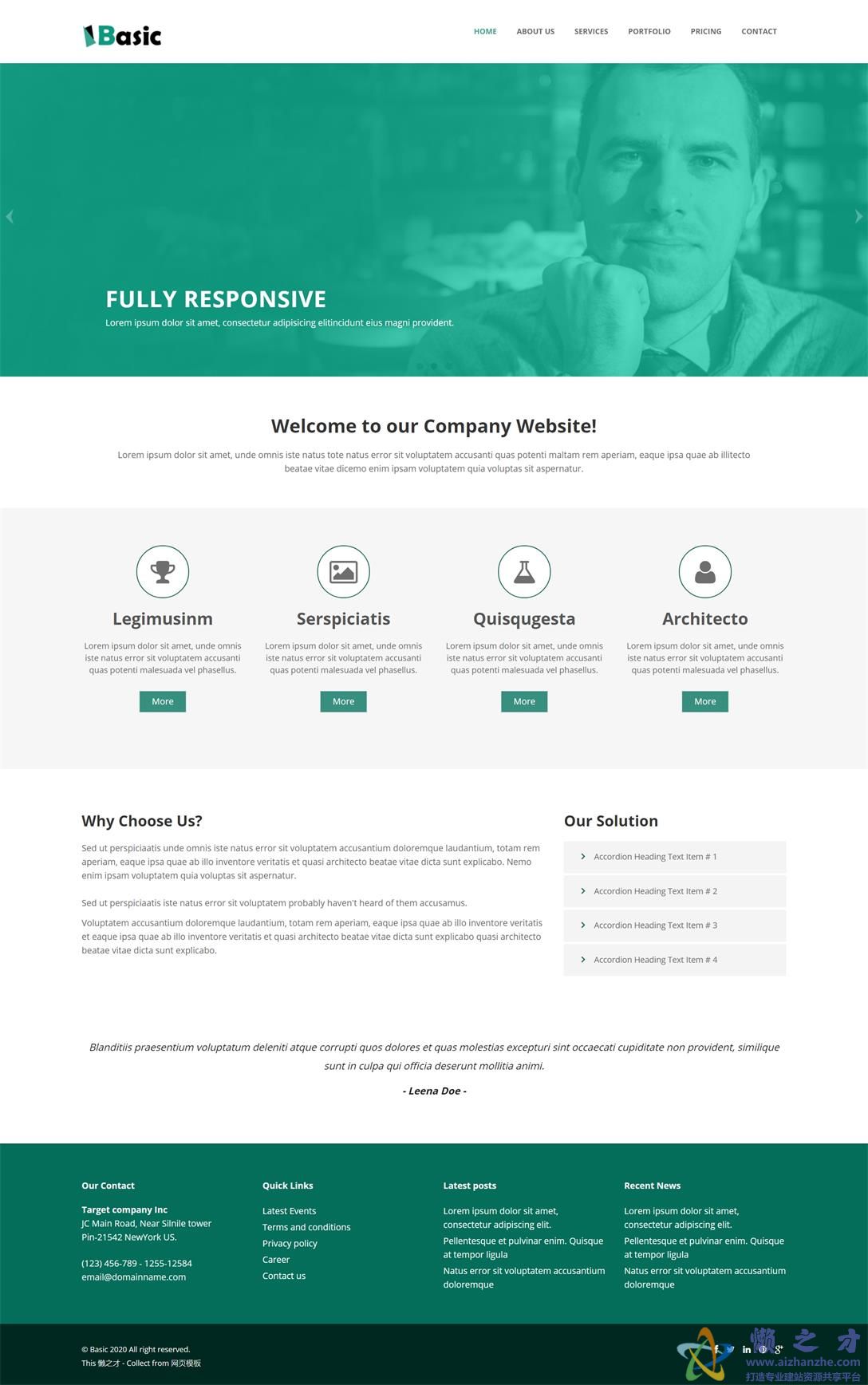 绿色UI全面响应广告公司basic多用途网站模板