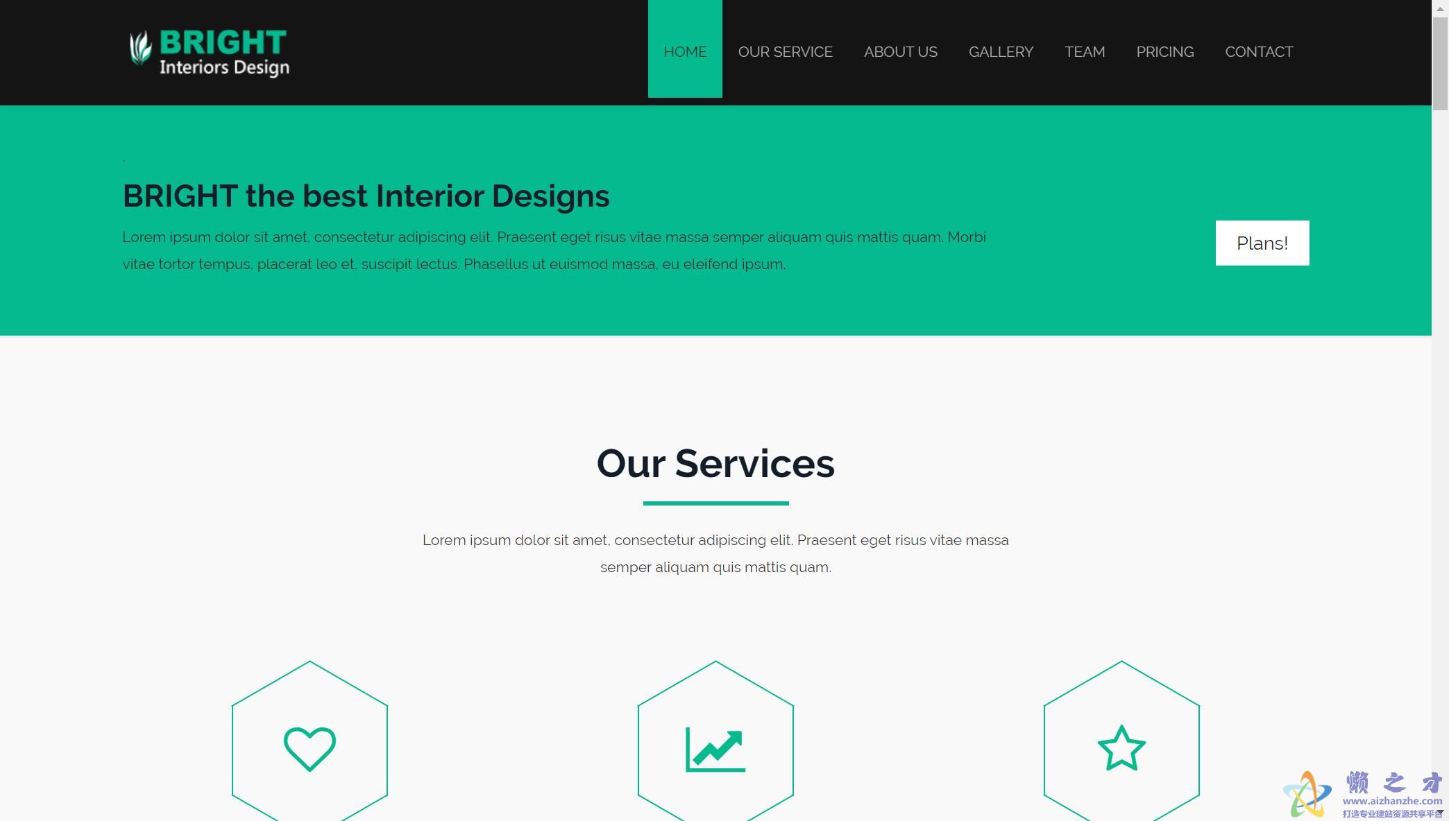 顶级响应式室内装修设计单页网站模板