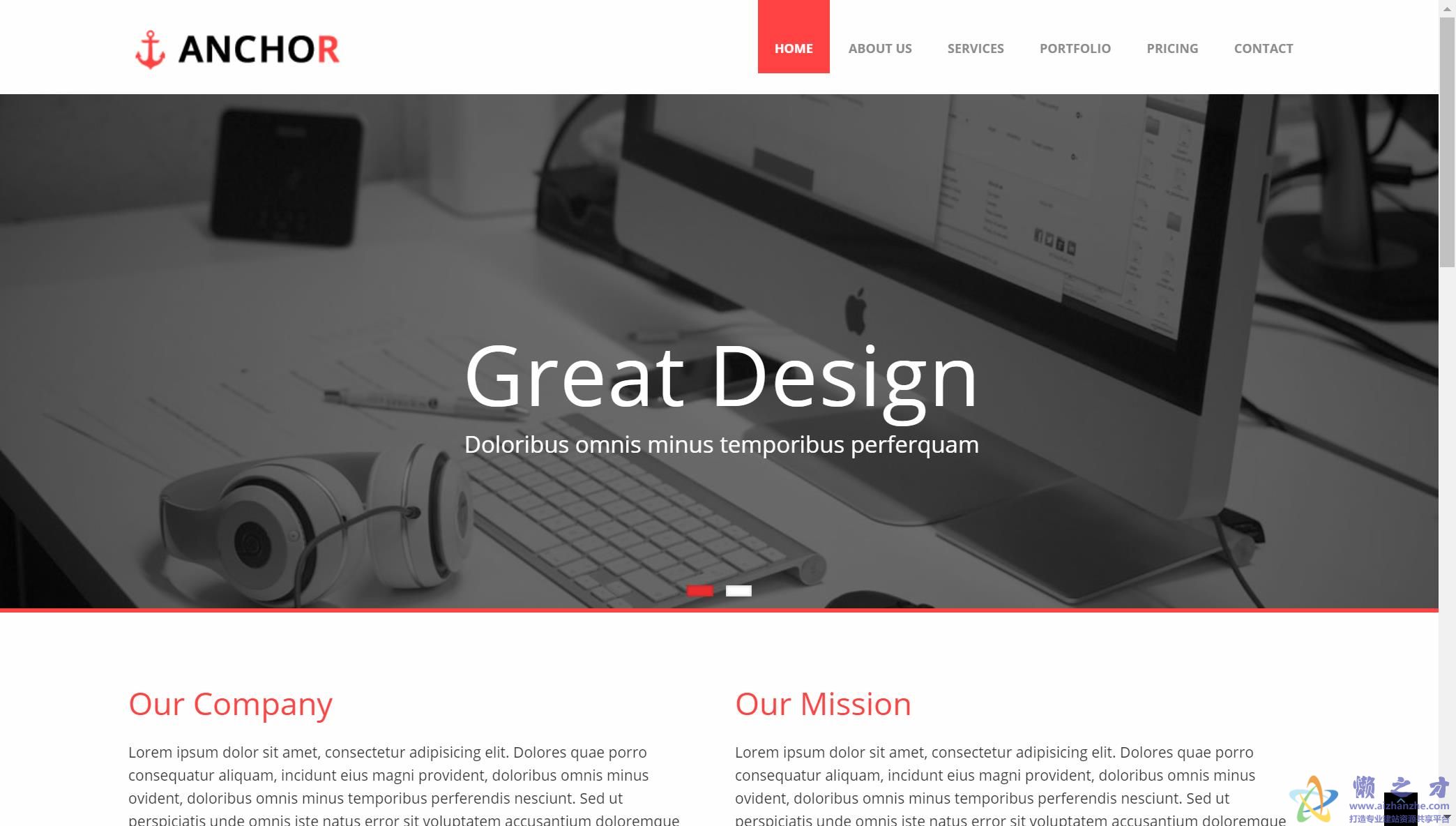 整洁响应式宽屏多用途商业web网站模板