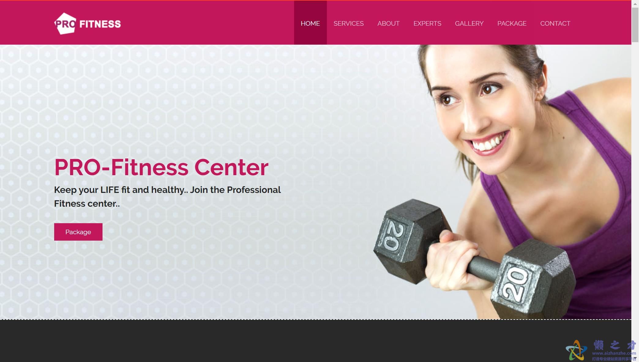 玫红色fitness顶级专业健身中心单页主题网站模板