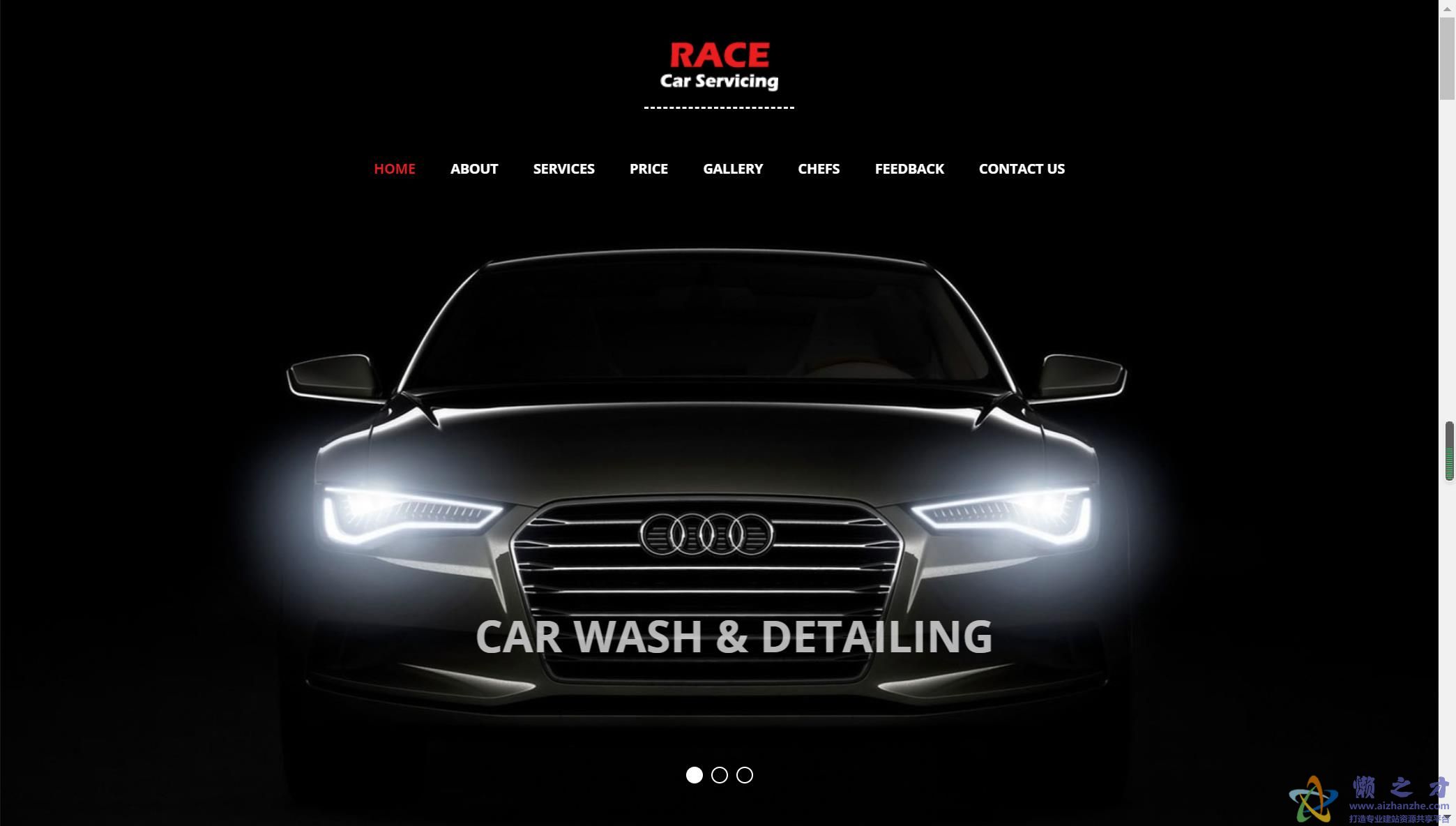 高质量UI设计race car黑白设计良好汽车网站模板