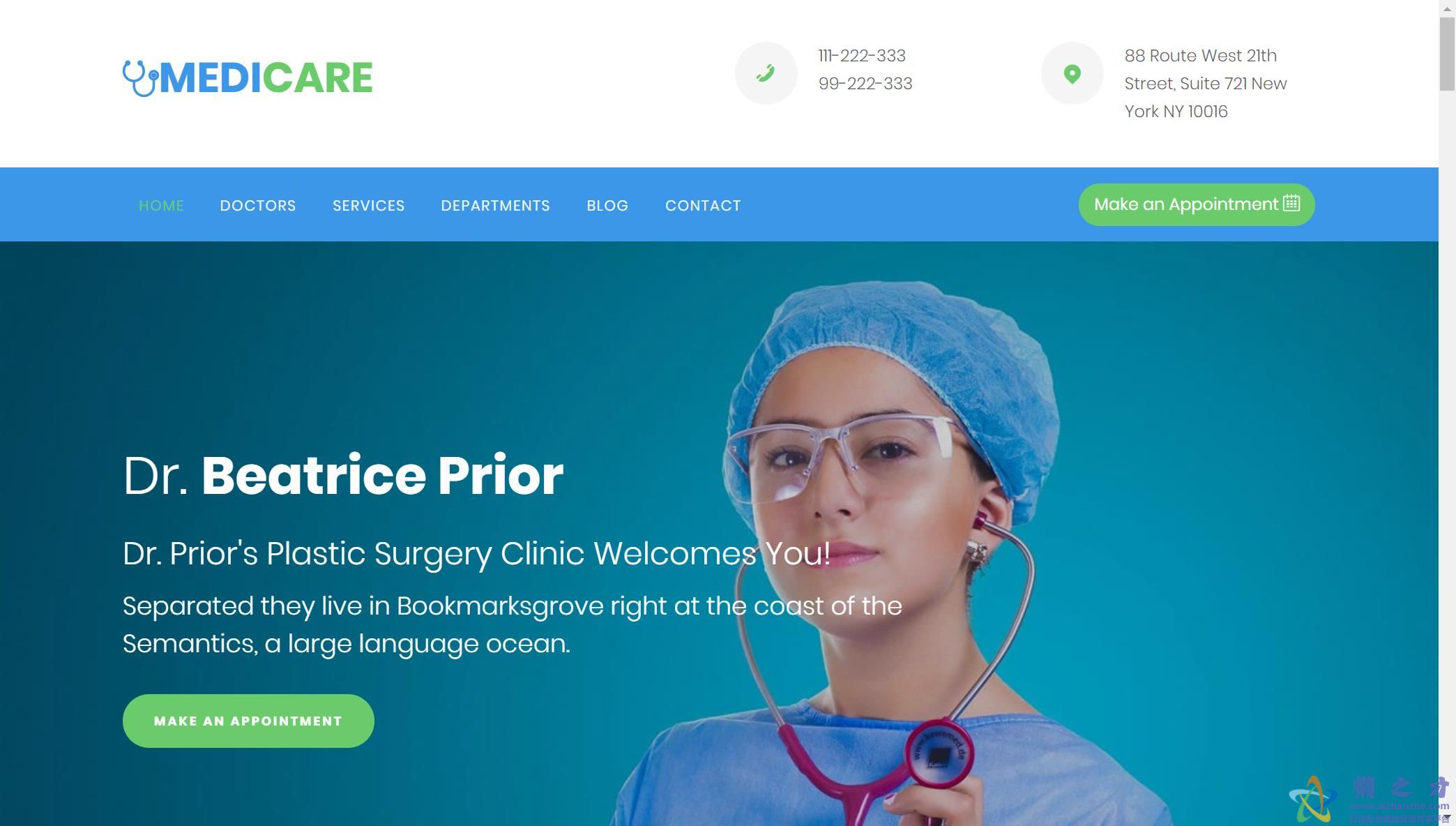 医疗保健机构展示响应式网站模板