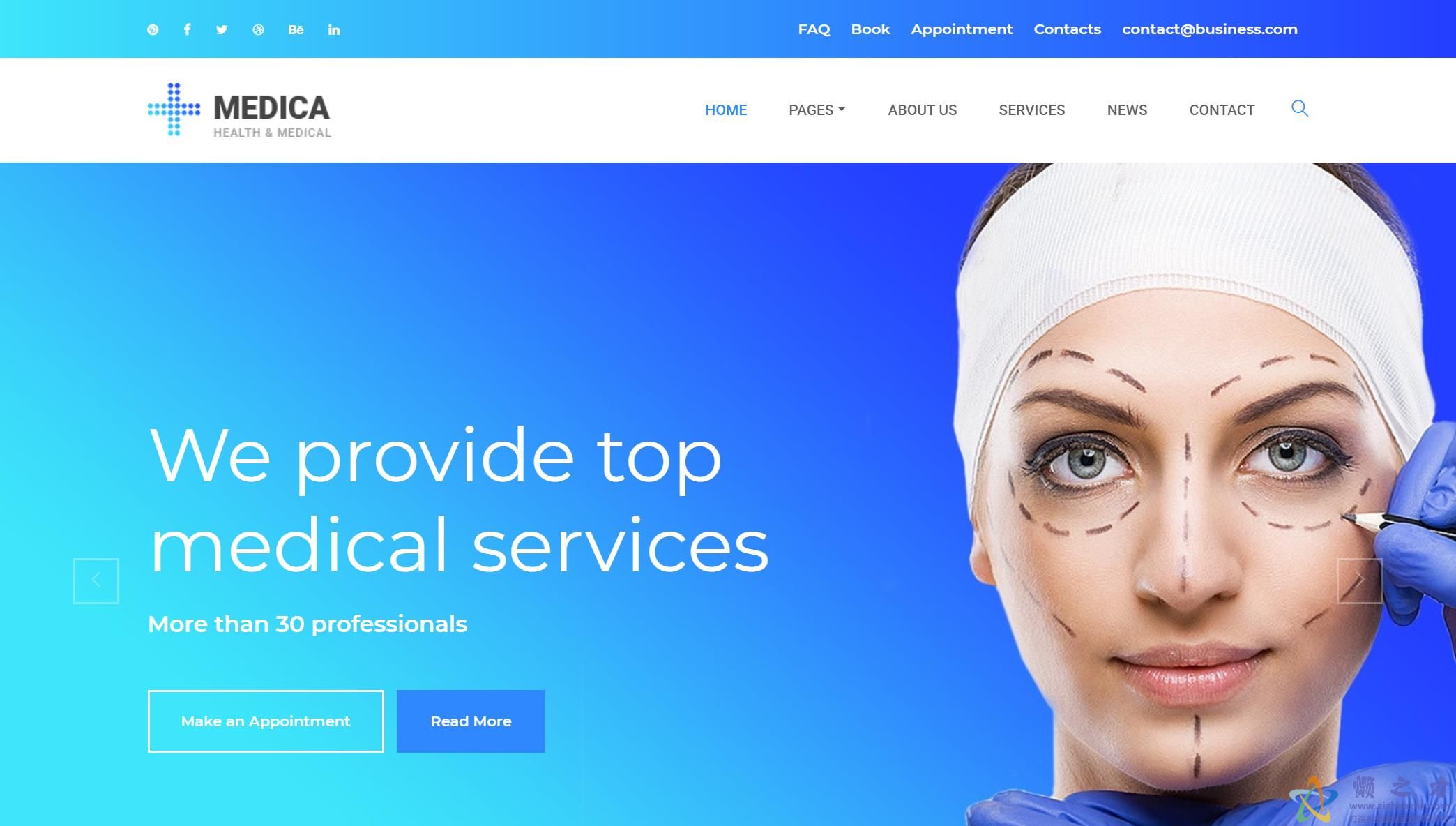 蓝色整形医疗展示响应式网站模板