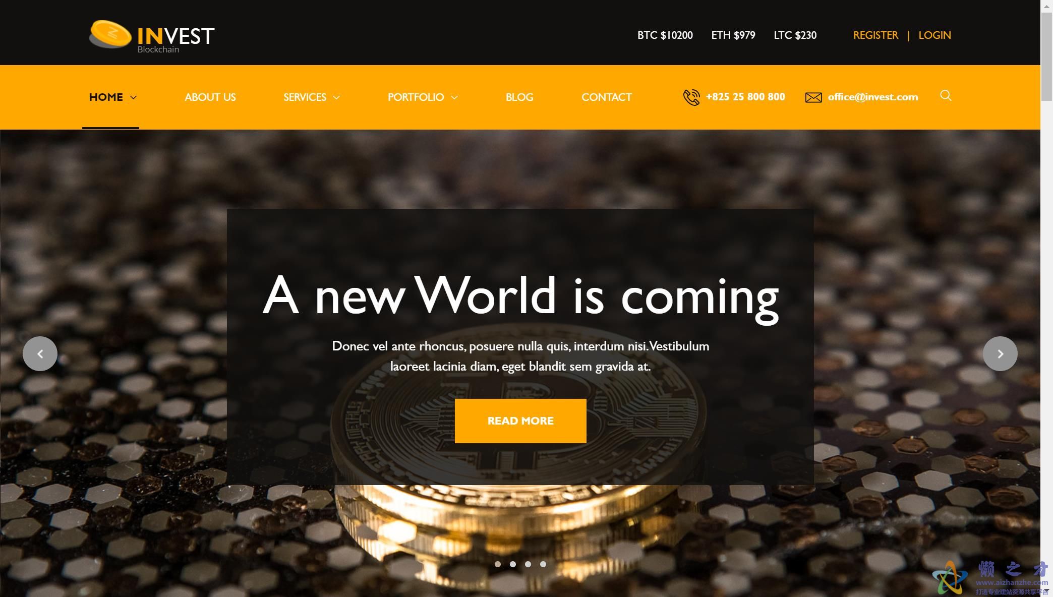 块链投资资本展示响应式网站模板