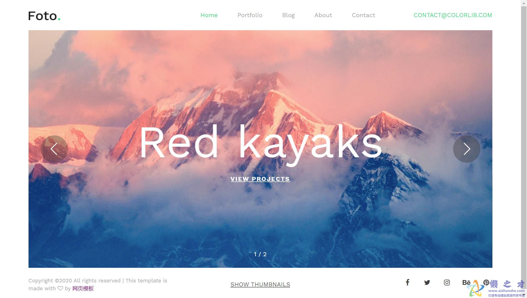 摄影幻灯片图集展示响应式网站模板