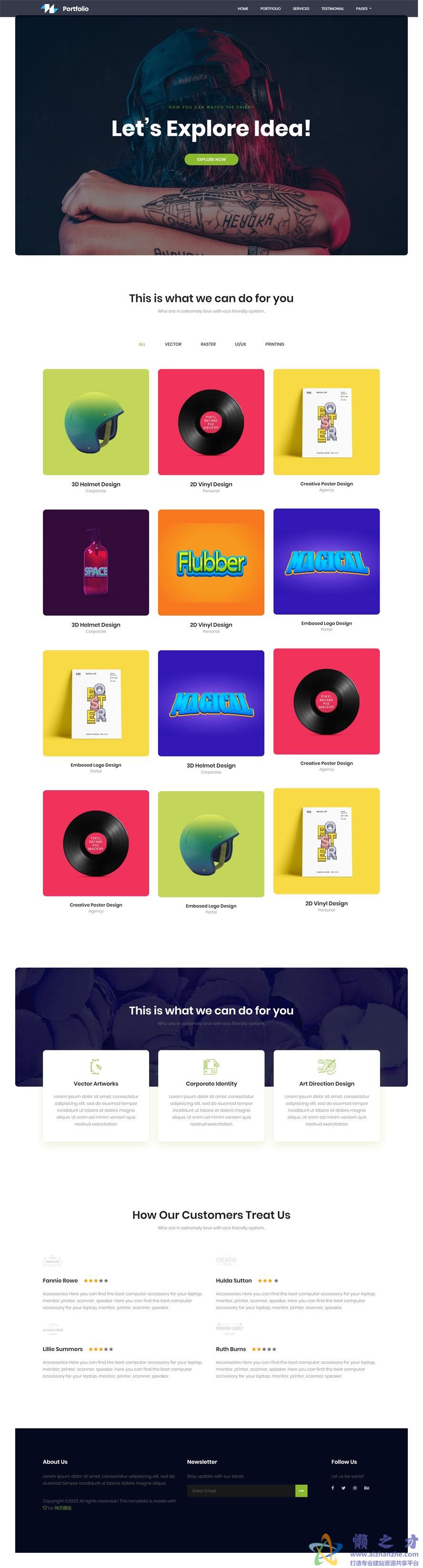 创意设计制作展示响应式网页模板