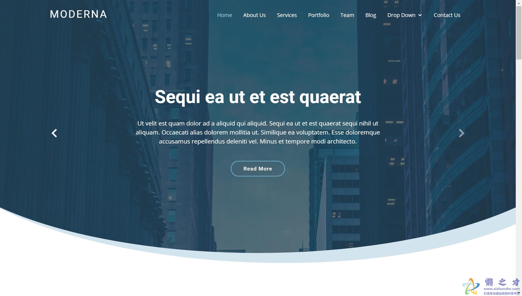 蓝色ui全面布局投资组合现代花化网站模板