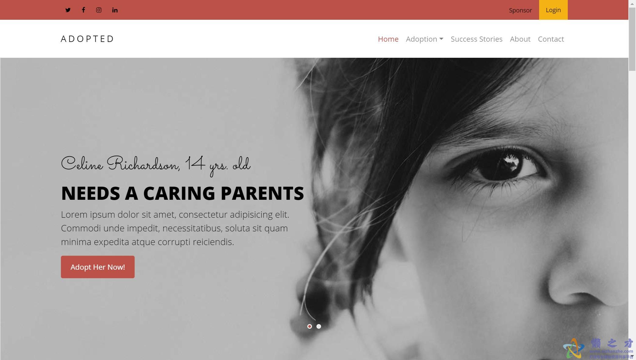 儿童福利收养中心响应式网站模板