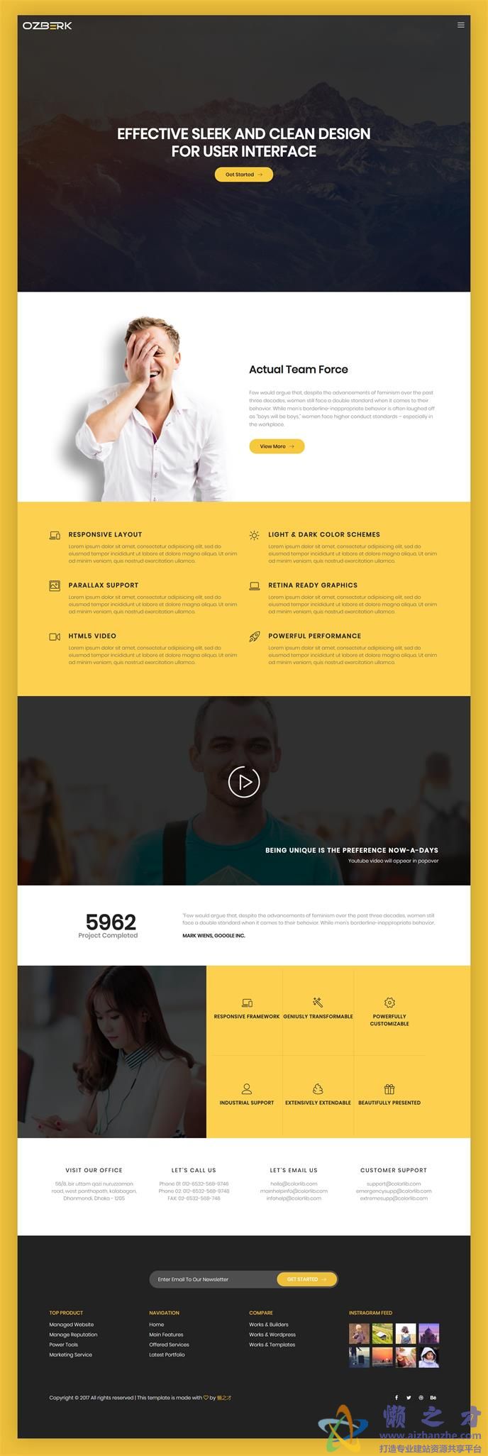 黄色技术服务展示响应式网页模板