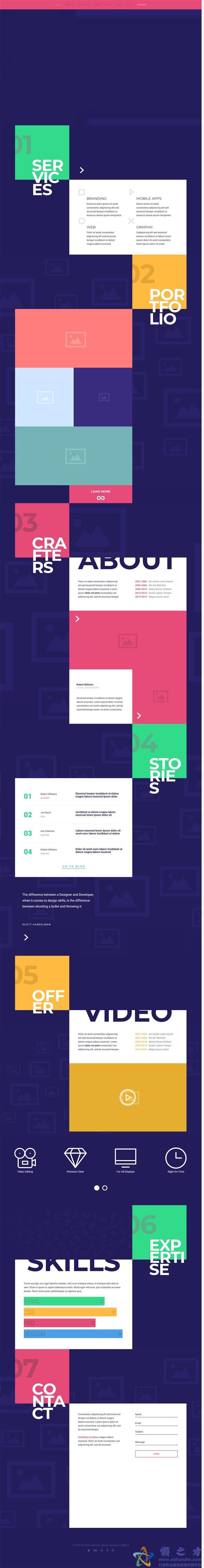 创意多彩信息排版响应式网页模板