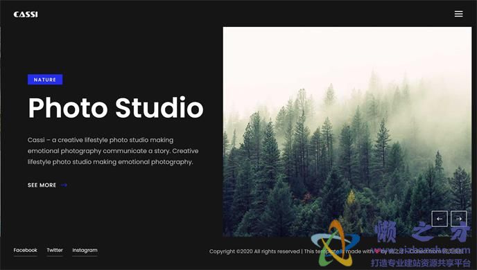 清新图文排版右栏照片影楼网站响应式布局模板