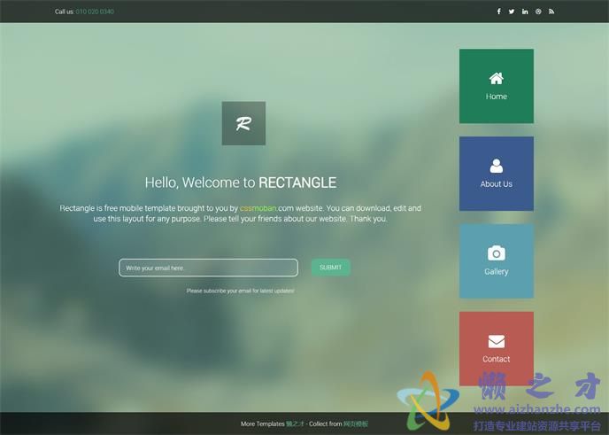 矩形移动式网站排版布局商务协作网站模板