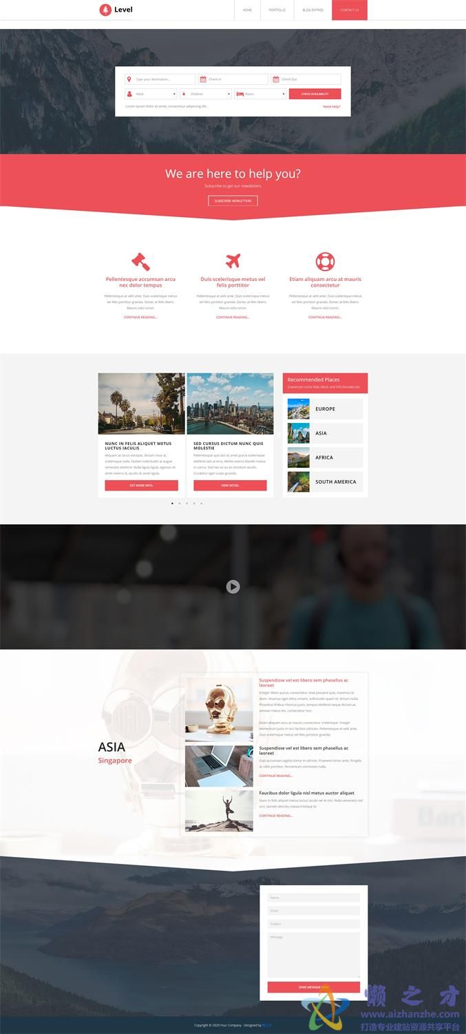 专业旅行查询服务响应式网页模板