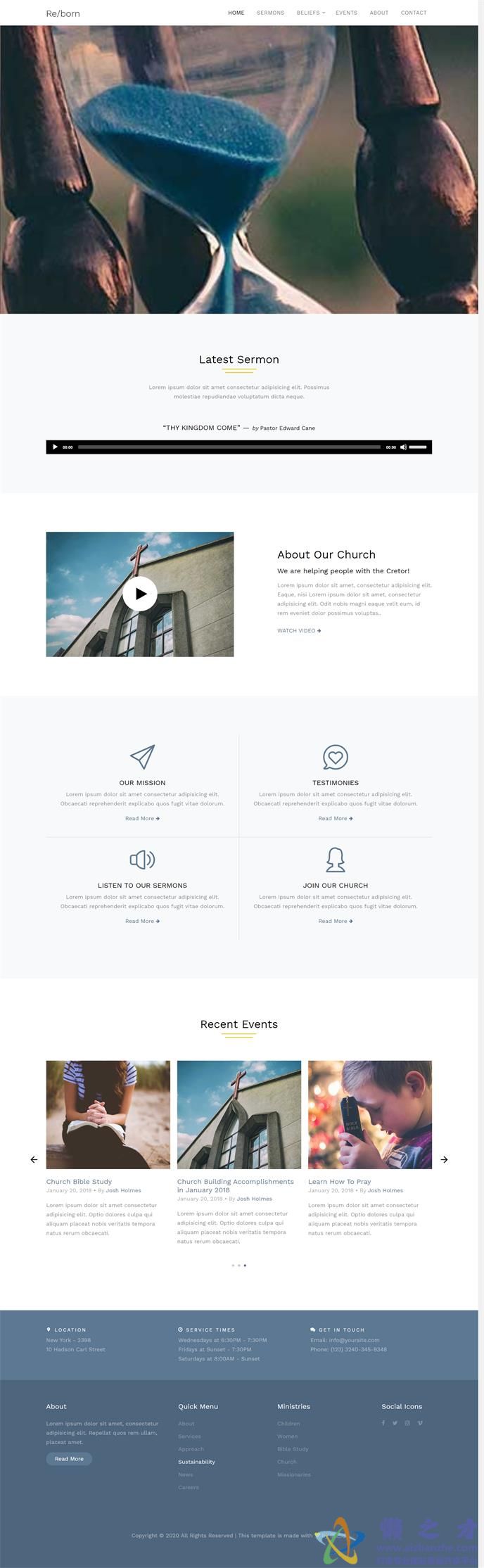 教堂信仰展示响应式网页模板