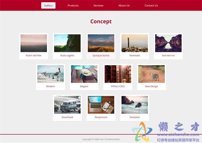 创意照片墙图文排版企业概念商业服务网站模板