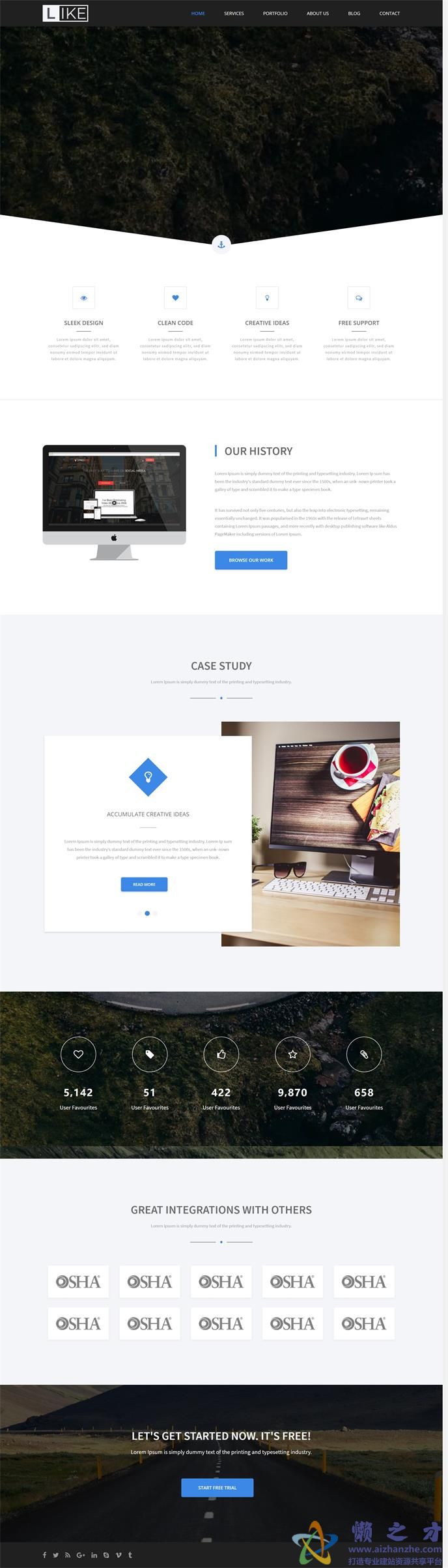 清新排版设计类多用途引导式网站模板